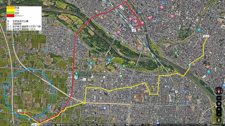 盛岡市南西部の地図