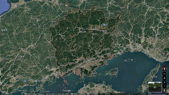 岡山県の地図