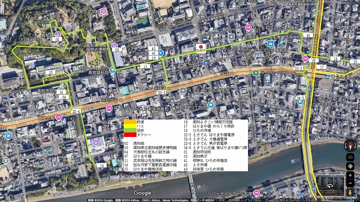 高知市中心部の地図